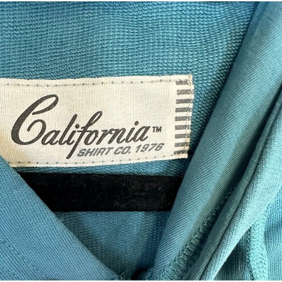 California Shirt Co Henley Hoodie Mens Large Hooded Long Sleeve Shirt Green - Picture 4 of 5